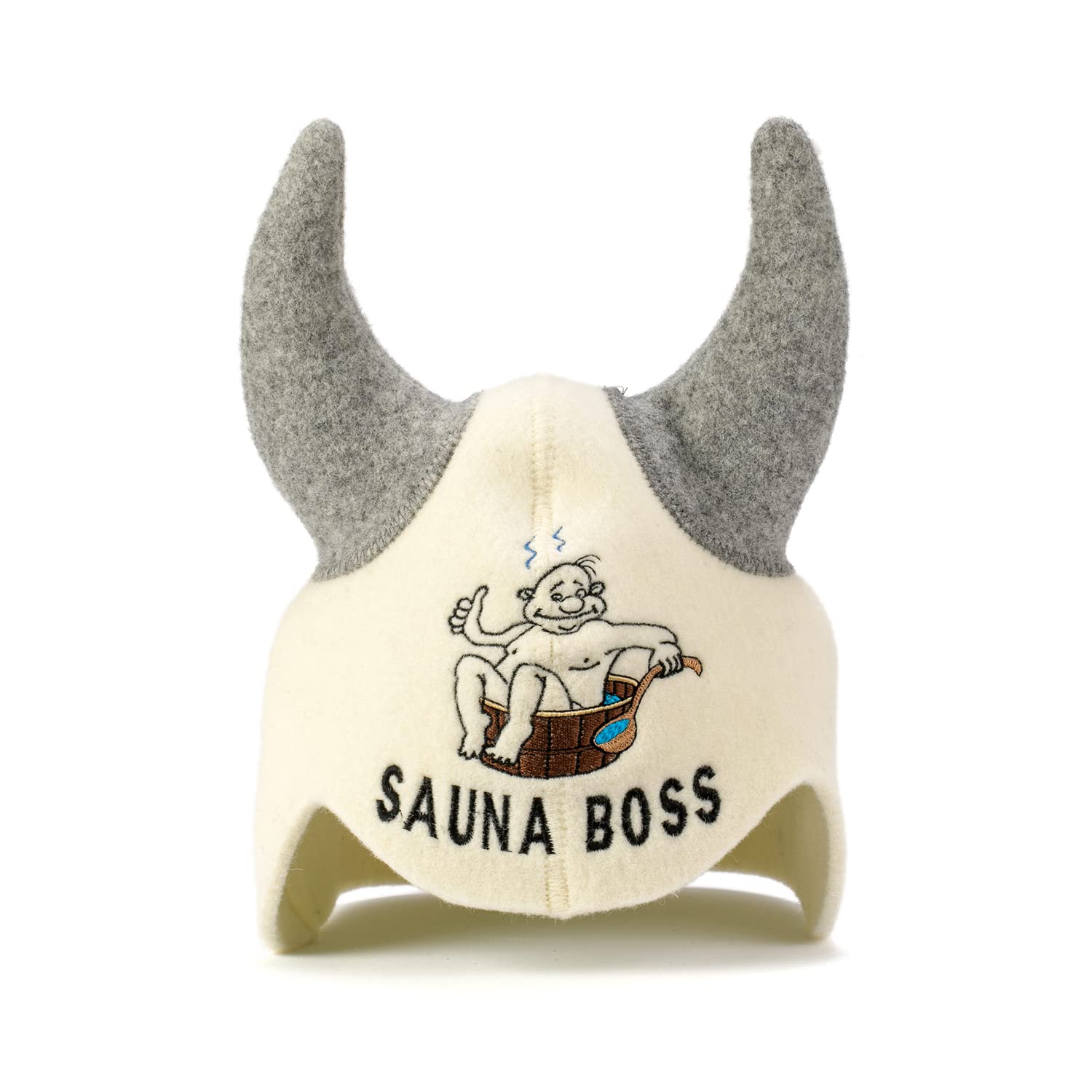 Natural Textile Saunahut 'Sauna Boss Devil' White